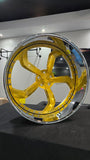 26 Inch Forgiato Smussato Wheels Gold Rims 26x9 & 26x10 255/30ZR26 & 275/30ZR26 Lexani Tires Chevy Impala