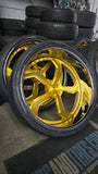 26 Inch Forgiato Smussato Wheels Gold Rims 26x9 & 26x10 255/30ZR26 & 275/30ZR26 Lexani Tires Chevy Impala