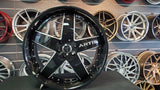 24" Inch Artis Booya Black Wheels Tire Package 24x10 Rims 305/35ZR24 Delinte DS8  Chevy Denali BP: 6x139.7 Financing Available DUBSandTIRES-Pines