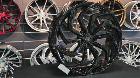 24" Inch Lexani Shadow Wheels 24x9, Gloss Black Rims BP:5x120 Chevy Camaro