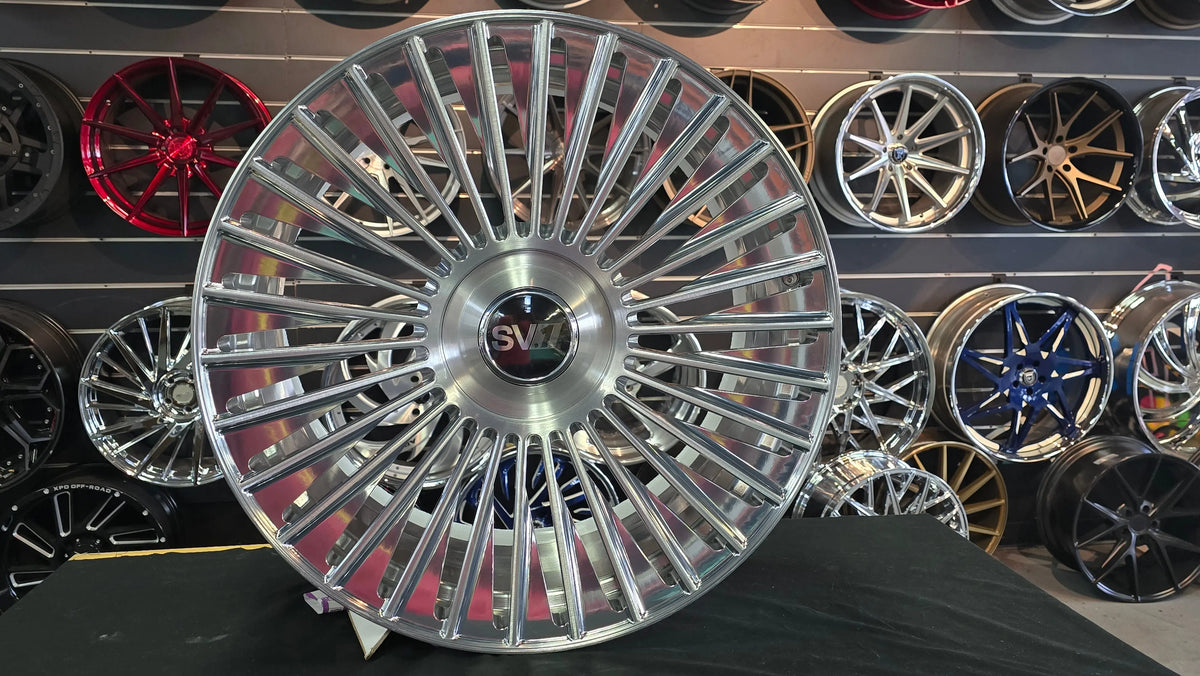 24 Inch Savini SV1 sv1x02 Brushed High Polish Lip Wheels 24x9 Rims