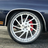 22" Inch Forgiato Direzione Brushed Silver Chrome Wheels 22x10.5 22x9 Rims Chevelle DUBSandTIRES-Pines