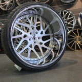 22 Inch Forgiato Maglia Twisted Brushed Face Chrome Lip Wheels 22x9 22x12 255/30ZR22 305/25ZR22 Lexani LX-20 BP: 5x127 Corvette C7 DUBSandTIRES-Pines