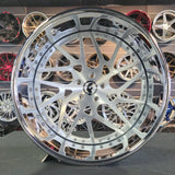 22 Inch Forgiato Maglia Twisted Brushed Face Chrome Lip Wheels 22x9 22x12 255/30ZR22 305/25ZR22 Lexani LX-20 BP: 5x127 Corvette C7 DUBSandTIRES-Pines