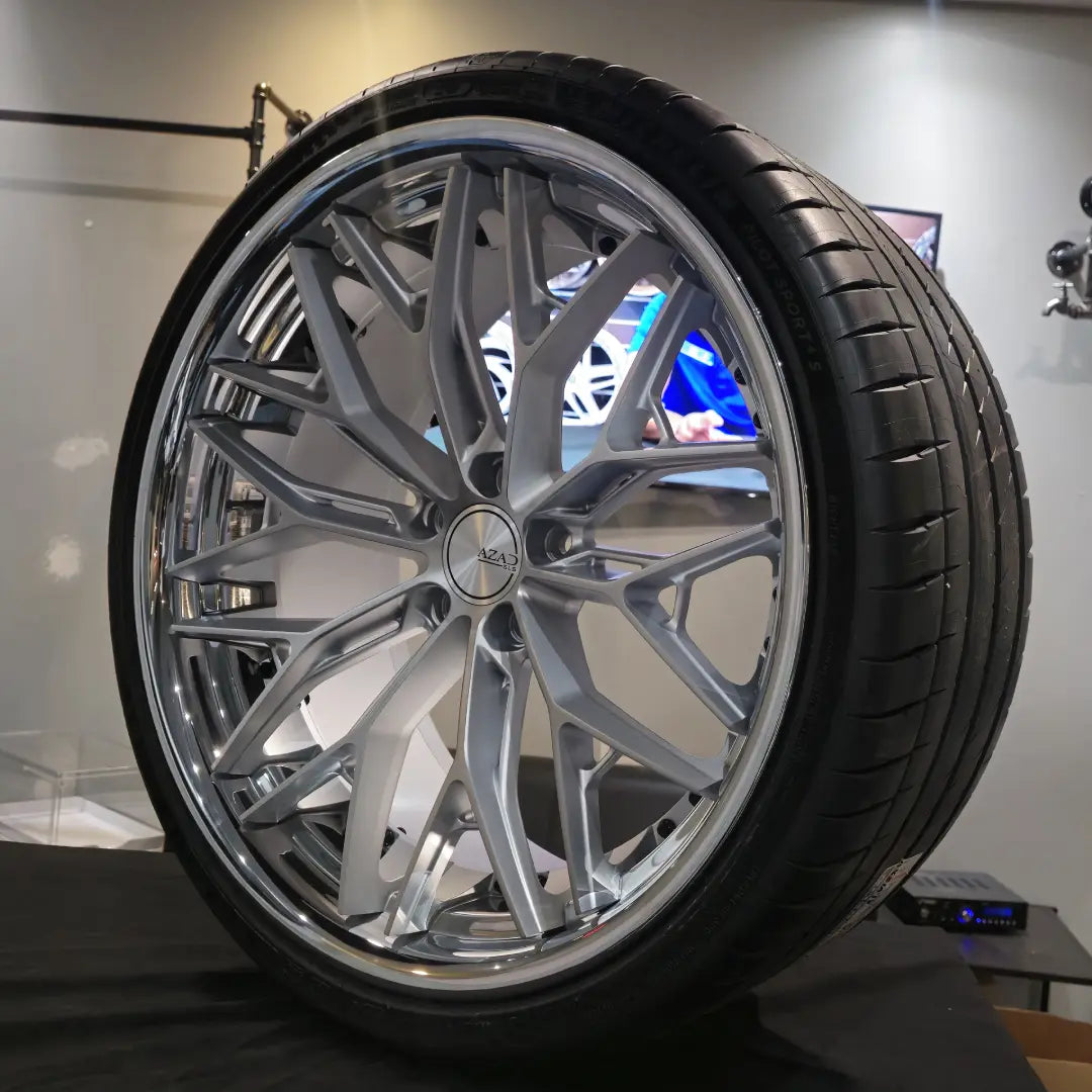 22 Inch Azad Wheels AZSLS1.0 Brushed Face Chrome Rims staggered 22 Inch Azad Wheels AZSLS1.0 Brushed Face Chrome Rims staggered