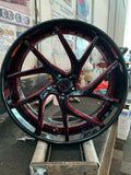 22/21" Inch Savini SV67 Red Custom Finish Wheels 21x10 22x12.5 Rims Chevy Corvette C7  BP: 5x120 DUBSandTIRES-Pines