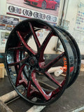 22/21" Inch Savini SV67 Red Custom Finish Wheels 21x10 22x12.5 Rims Chevy Corvette C7  BP: 5x120 DUBSandTIRES-Pines