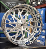 22 Inch Forgiato Blocco Brushed Face Chrome Lip Wheels 22 Staggered Custom Rims Old School BP: 5x120.7 / 5x4.75 DUBSandTIRES-Pines