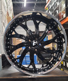 22 Inch Forgiato C2C-2 Black Face Chrome Lip Wheels 22 Staggered Custom Rims Old School BP: 5x120.7 / 5x4.75 DUBSandTIRES-Pines