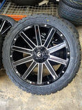 22" Inch Fuel Contra Black Milled Wheels Rim & Tire Package 33x12.50 Delinte DX10 Rugged Terrain Tires