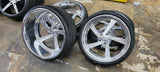 22" Inch Front & 24" Inch Rear Intro Twisted Rally Brushed Face w/ Polished Lip Wheels Rims & Tires DUBSandTIRES-Pines