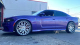 22 Inch Forgiato Blocco Brushed Face Chrome Lip Wheels 22 Staggered Custom Rims Old School BP: 5x120.7 / 5x4.75 DUBSandTIRES-Pines
