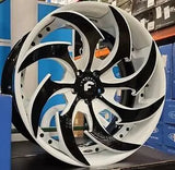 21/22" FORGIATO AVVITO Wheels Black & White RIMS Staggered 21x9(Front) 22x12(Rear) CORVETTE C8 DUBSandTIRES-Pines