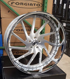 24" Inch Forgiato Direzione Rims Staggered wheels Brushed Face Chrome Lip old school cars tires fit Chevy Belair FINACING AVIL DUBSandTIRES-Pines