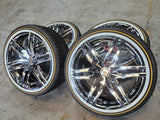 4-New 20 Inch Lexani LZ-107 Wheels 20x9 All Chrome Rims 245/40R20 Vogue Tyre Tires BP: 5x120 Cadillac CTS CT6 DUBSandTIRES-Pines