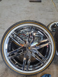 4-New 20 Inch Lexani LZ-107 Wheels 20x9 All Chrome Rims 245/40R20 Vogue Tyre Tires BP: 5x120 Cadillac CTS CT6 DUBSandTIRES-Pines