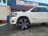 4-New 26" Inch Cadillac Escalade 5822 Machine Black Wheels 26x10 Rims Dodge Ram 1500 33x13.50R26 Repulsor MT Delinte DS8 Tires BP: 6x139.7 DUBSandTIRES-Pines