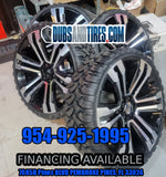 4-New 26" Inch Cadillac Escalade 5822 Machine Black Wheels 26x10 Rims Dodge Ram 1500 33x13.50R26 Repulsor MT Delinte DS8 Tires BP: 6x139.7 DUBSandTIRES-Pines