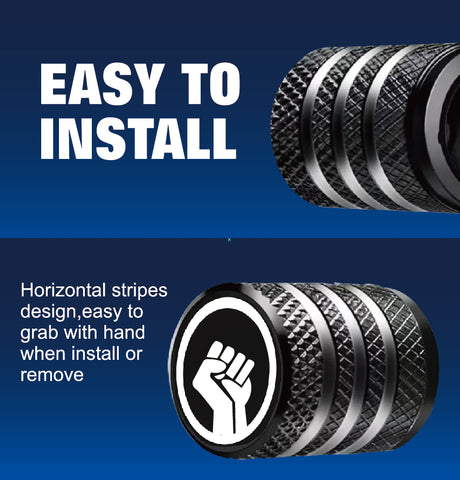 Raised Fist Design – Black Tire Valve Stem Caps – Universal Fit