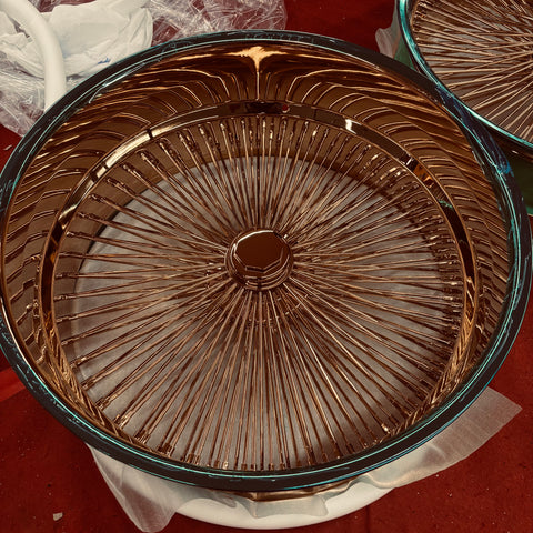 26 Inch 207 Spoke Rose Gold Wire Wheels Chevy Caprice & Impala 26 Inch Donk Rims 7 Inch Lip Wires Rims & Tires (Copy)
