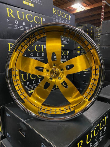 22" Rucci Zip RIMS Brushed Gold Staggered 22x9(Front) 22x10(Rear) WHEELS CAPRICE IMPALA DONK CADILLAC BUICK C10