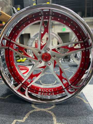 22" Rucci Cuervo Wheels Red RIMS Staggered 22x9.5(Front) 22x10(Rear)  Impala Custom Wheels
