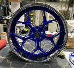 22" Rucci Vegas Wheels BLACK AND RAPID BLUE RIMS Staggered 22x9(Front) 22x12(Rear) CORVETTE C8 Custom Wheels
