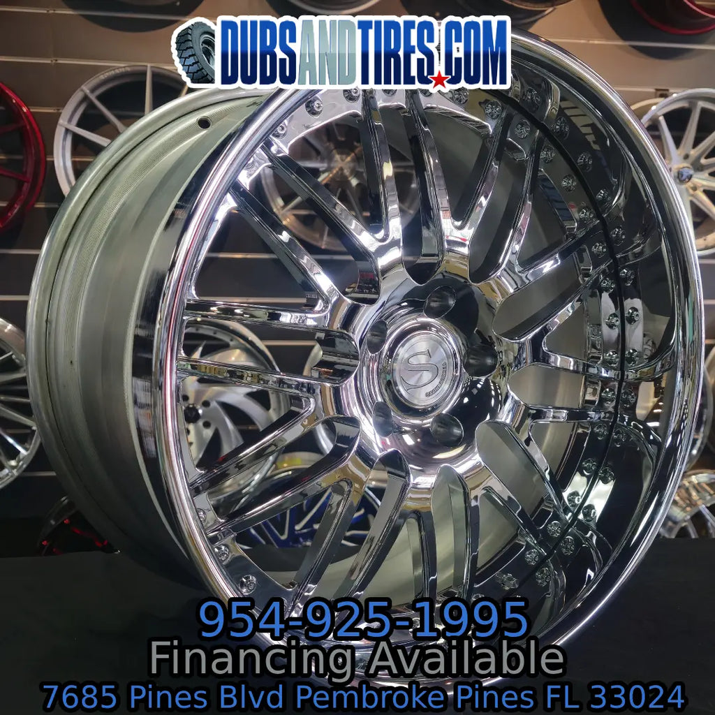 19/20 Inch Savini SV25 Chrome Lip Wheels 19x10 20x12 Rims 5x120