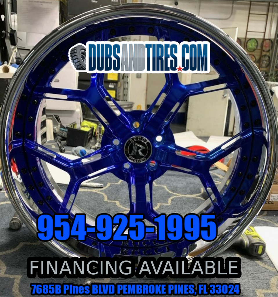 22 Rucci Vegas Wheels BLACK AND RAPID BLUE RIMS Staggered 22x9