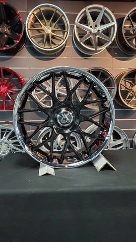 Challenger 24 Inch Rims 24 Inch Azad AZV02 Gloss Black Chrome Lip Wheels Staggered 24x9, 24x10 ...
