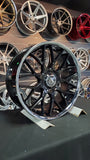 24 Inch Azad AZV02 Gloss Black Chrome Lip Wheels Staggered 24x9, 24x10 Rims Dodge Challenger With Tires 275/25ZR24 Landspider BP: 5x115