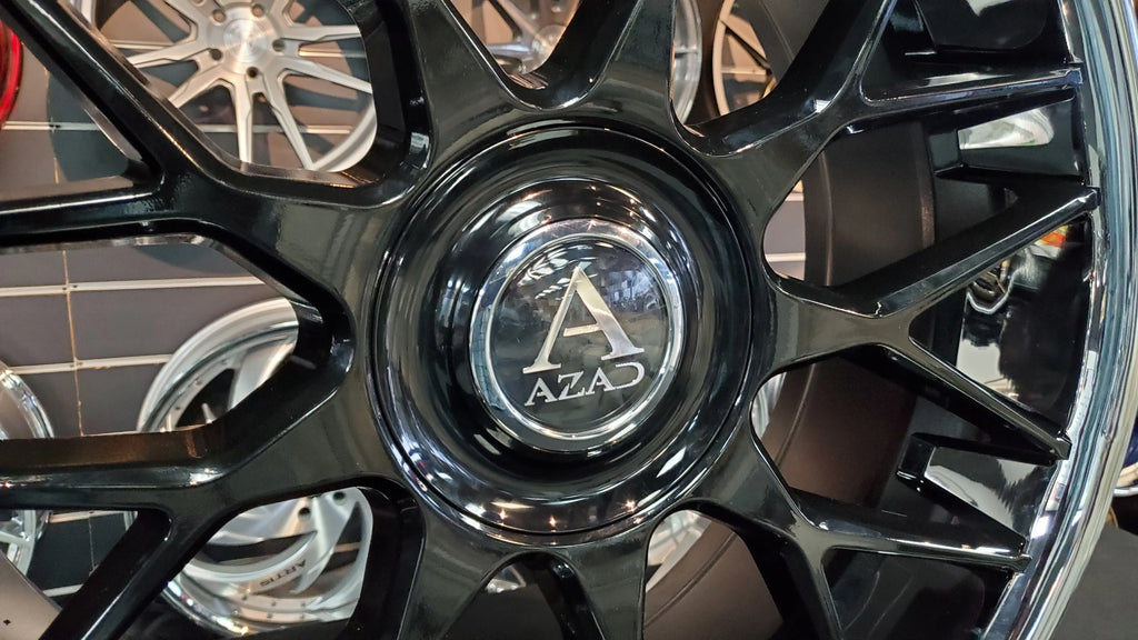 Challenger 24 Inch Rims 24 Inch Azad AZV02 Gloss Black Chrome Lip Wheels Staggered 24x9, 24x10 ...