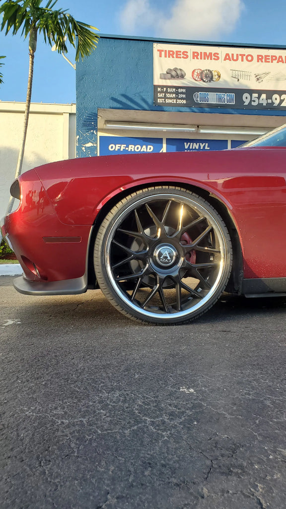 24 Inch Azad AZV02 Gloss Black Chrome Lip Wheels Staggered 24x9, 24x10 ...