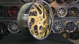 26" Forgiato Girare Brushed Gold Face Chrome Lip Wheels RIMS 26x9, 26x10  Wheels Only  BP:5x127 1979 Chevy C10