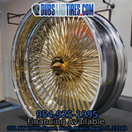 22 Inch 150 Spoke Gold Center Chrome Lip Wire Wheels Rims Tire Package 22x8 245/30ZR22 Land Golden Tires 1971 Chevelle