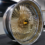 22 Inch 150 Spoke Gold Center Chrome Lip Wire Wheels Rims Tire Package 22x8 245/30ZR22 Land Golden Tires 1971 Chevelle