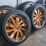 22" Rucci Glizzy Brushed Rose Gold Wheels Gold RIMS Staggered 22x10 22x9 Dodge Charger