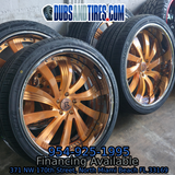 22" Rucci Glizzy Brushed Rose Gold Wheels Gold RIMS Staggered 22x10 22x9 Dodge Charger