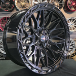 22 Inch Vortek Wheels VRP-503 Gloss Black Jeep Wrangler Rims 22x10 33x12.50R22 Venom Power Rugged Trail Tires