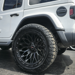 22 Inch Vortek Wheels VRP-503 Gloss Black Jeep Wrangler Rims 22x10 33x12.50R22 Venom Power Rugged Trail Tires