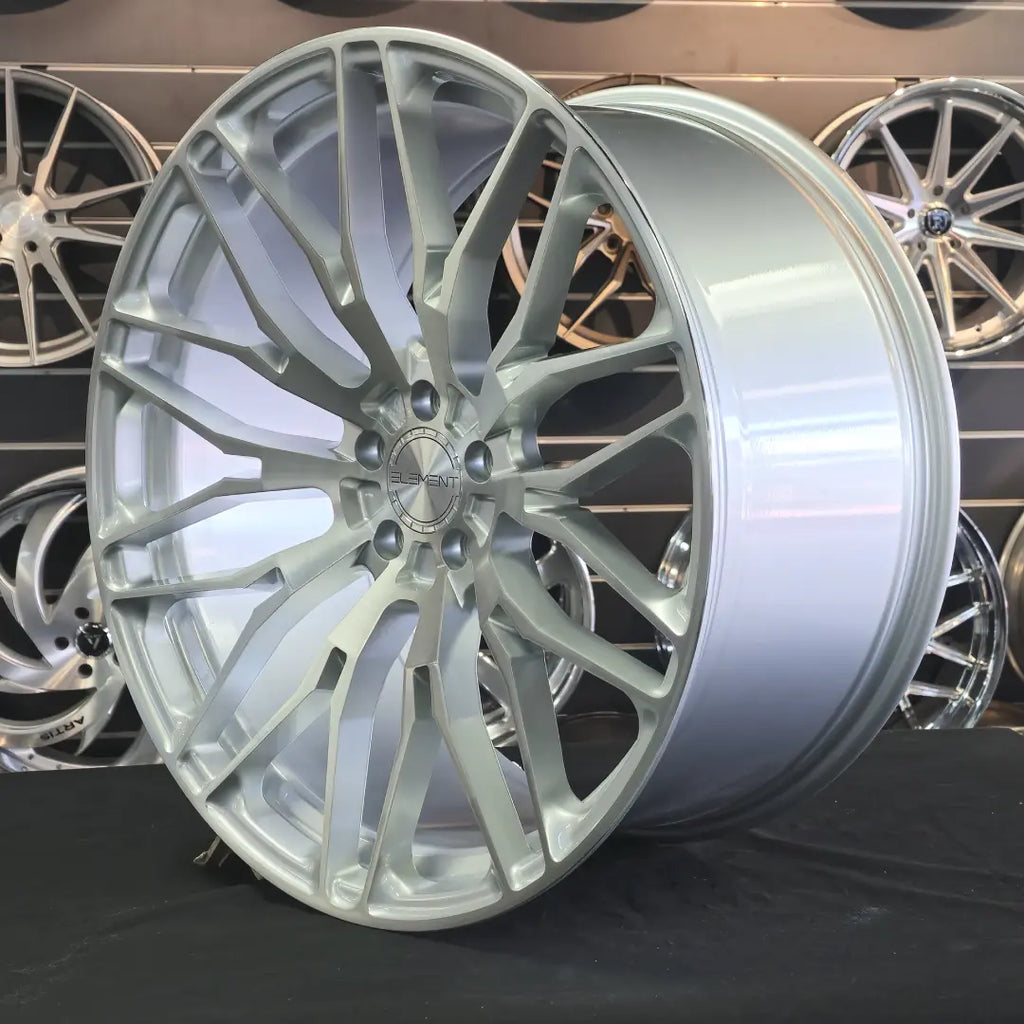 22 Inch Element EL32 Brushed Silver Wheels 22x9 22x10.5 Rims 5x120 BMW ...