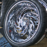 22" Rucci Glock All Chrome lip Wheels Staggered 22x9, 22x10  Lexani LX Twenty tires 1986 Oldsmobile With Steering Wheel