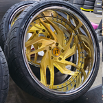 22" Rucci Breitling Brushed Gold Chrome lip Wheels  22x9 22x10  255/30R22 Lexani LX Twenty tires Cutlass Supreme