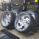 22" Rucci  one way Brushed Face Chrome Lip Wheels RIMS 22x9, 22x10.5  BP:5x120.7 1986 Monte Carlo SS