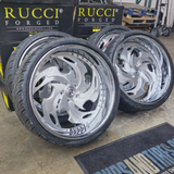 22" Rucci  one way Brushed Face Chrome Lip Wheels RIMS 22x9, 22x10.5  BP:5x120.7 1986 Monte Carlo SS