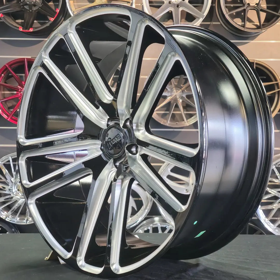 24 Inch Dub Flex Gloss Black Milled Wheels 24x10 Rims 5x115 20mm+ Dodg ...