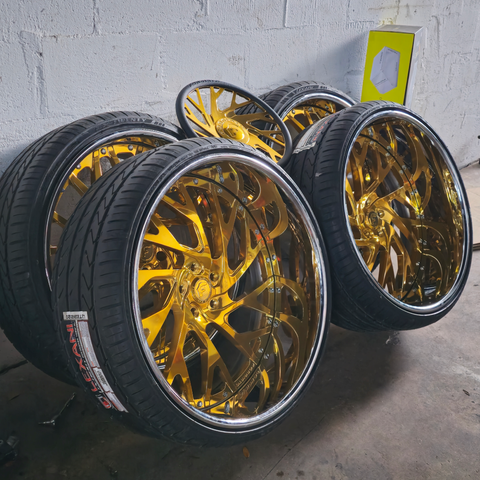 24" Forgiato Concentrati 24kt Liquid Gold Chrome Lip Wheels RIMS 24x9, 24x10  BP:5x127 1972 Oldsmobile Cutlass