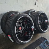 24" Rucci Trapstar Black Face Red Outline & Red Rivets Chrome Lip Wheels RIMS 24x9, 24x14  BP:5x127 1996 Chevy Truck