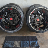 24" Rucci Trapstar Black Face Red Outline & Red Rivets Chrome Lip Wheels RIMS 24x9, 24x14  BP:5x127 1996 Chevy Truck
