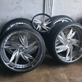 24" Rucci Cappuccino Brushed Face Chrome Lip RIMS Staggered 24x10 24x9 Monte Carlo G Body